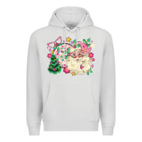Dove Grey pink santa and disco ball with christmas tree Premium Hoodie - MaliasSmallBusiness