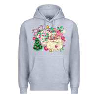 Heather Grey pink santa and disco ball with christmas tree Premium Hoodie - MaliasSmallBusiness