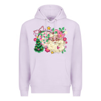 Lilac pink santa and disco ball with christmas tree Premium Hoodie - MaliasSmallBusiness