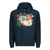 Navy pink santa and disco ball with christmas tree Premium Hoodie - MaliasSmallBusiness