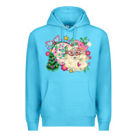 Ocean Blue pink santa and disco ball with christmas tree Premium Hoodie - MaliasSmallBusiness