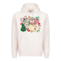 Pale Pink pink santa and disco ball with christmas tree Premium Hoodie - MaliasSmallBusiness