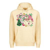 Pina Colada pink santa and disco ball with christmas tree Premium Hoodie - MaliasSmallBusiness