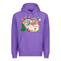 Purple pink santa and disco ball with christmas tree Premium Hoodie - MaliasSmallBusiness