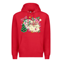Red pink santa and disco ball with christmas tree Premium Hoodie - MaliasSmallBusiness
