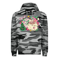 Slate Camo pink santa and disco ball with christmas tree Premium Hoodie - MaliasSmallBusiness