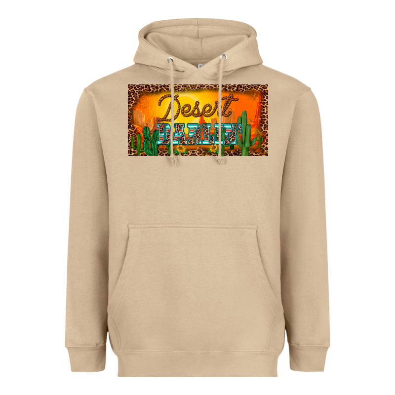Western Desert Darlin Sunset Cactus Leopard Serape   License Plate Tem Heavyweight Hoodie by BarkalooDesign | Teevron