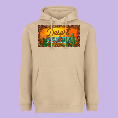 Western Desert Darlin Sunset Cactus Leopard Serape   License Plate Tem Heavyweight Hoodie Designed By Barkaloodesign