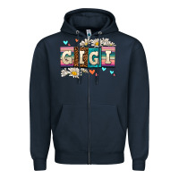 Navy daisy gıgı Zipper Hoodie - AdoDesignShop