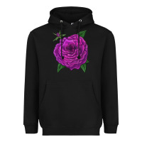 Black Celestial Rose Heavyweight Hoodie - LillyAllenDesigns