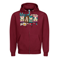 Burgundy daisy blessed mama Zipper Hoodie - AdoDesignShop