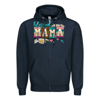 Navy daisy blessed mama Zipper Hoodie - AdoDesignShop