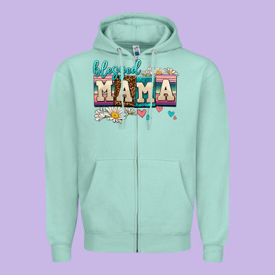 Daisy Blessed Mama Zipper Hoodie Designed By Adodesignshop