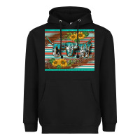 Black western cow serape leopard sunflowers mousepad Heavyweight Hoodie - BarkalooDesign