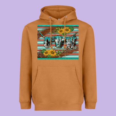 Western Cow Serape Leopard Sunflowers Mousepad Heavyweight Hoodie Designed By Barkaloodesign