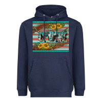 Navy western cow serape leopard sunflowers mousepad Heavyweight Hoodie - BarkalooDesign