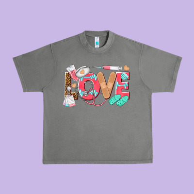 Nurse Love Urban Heavy Tee Designed By Texasbilliewilder