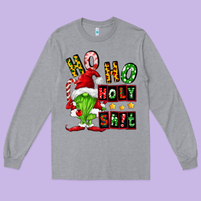 Ho Ho Holy Shit Long Sleeve Tee Designed By Fadigitalartstudio