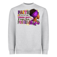 Heather Grey Faith it does not make things easy Heavyweight Sweatshirt - RanaPortraitStore