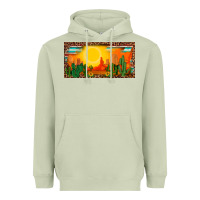 Matcha western  sunset cactus leopard serape   license plate template Heavyweight Hoodie - BarkalooDesign