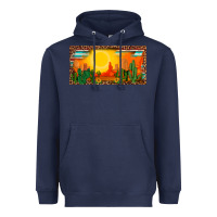 Navy western  sunset cactus leopard serape   license plate template Heavyweight Hoodie - BarkalooDesign