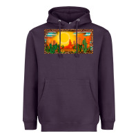 Plum western  sunset cactus leopard serape   license plate template Heavyweight Hoodie - BarkalooDesign