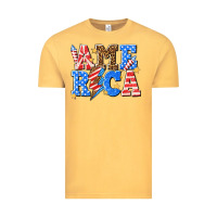 Vintage Mustard America with lightning bolt Vintage Tee - texasbilliewilder