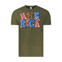 Vintage Olive America with lightning bolt Vintage Tee - texasbilliewilder