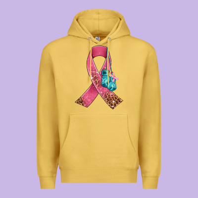 Cancer Ribbon And Boxing Gloves Premium Hoodie Designed By Adodesignshop