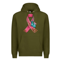 Army Green cancer ribbon and boxing gloves Premium Hoodie - AdoDesignShop