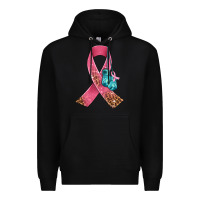 Black cancer ribbon and boxing gloves Premium Hoodie - AdoDesignShop