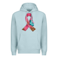 Blue Mist cancer ribbon and boxing gloves Premium Hoodie - AdoDesignShop