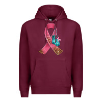 Burgundy cancer ribbon and boxing gloves Premium Hoodie - AdoDesignShop
