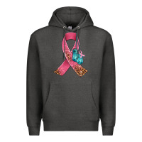 Charcoal Heather cancer ribbon and boxing gloves Premium Hoodie - AdoDesignShop