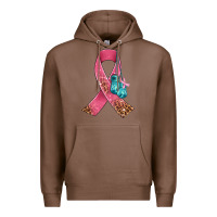 Chestnut cancer ribbon and boxing gloves Premium Hoodie - AdoDesignShop