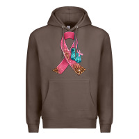Coffee cancer ribbon and boxing gloves Premium Hoodie - AdoDesignShop