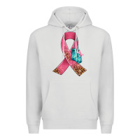 Dove Grey cancer ribbon and boxing gloves Premium Hoodie - AdoDesignShop
