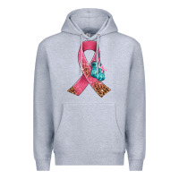 Heather Grey cancer ribbon and boxing gloves Premium Hoodie - AdoDesignShop