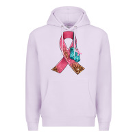 Lilac cancer ribbon and boxing gloves Premium Hoodie - AdoDesignShop