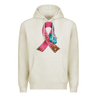 Oatmeal Heather cancer ribbon and boxing gloves Premium Hoodie - AdoDesignShop