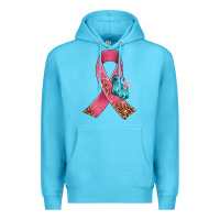 Ocean Blue cancer ribbon and boxing gloves Premium Hoodie - AdoDesignShop