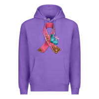 Purple cancer ribbon and boxing gloves Premium Hoodie - AdoDesignShop