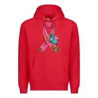 Red cancer ribbon and boxing gloves Premium Hoodie - AdoDesignShop