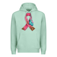 Seafoam cancer ribbon and boxing gloves Premium Hoodie - AdoDesignShop