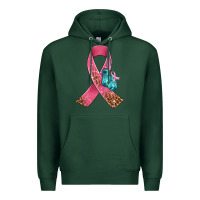 Sports Green cancer ribbon and boxing gloves Premium Hoodie - AdoDesignShop