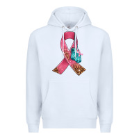 White cancer ribbon and boxing gloves Premium Hoodie - AdoDesignShop