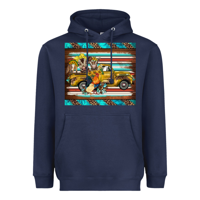 Western Truck Farm Animals Serape Leopard Turquoise's Heavyweight Hoodie by BarkalooDesign | Teevron