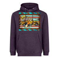 Plum western truck farm animals serape leopard turquoise's Heavyweight Hoodie - BarkalooDesign