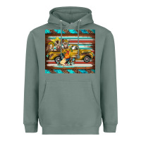 Sage western truck farm animals serape leopard turquoise's Heavyweight Hoodie - BarkalooDesign