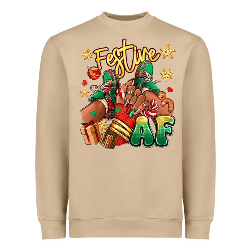 Festive Af Christmas Black Girl Sneakers Heavyweight Sweatshirt by RanaPortraitStore | Teevron